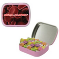 Small Pink Mint Tin Filled with Conversation Hearts